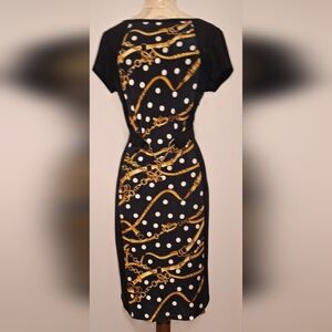 Frank Lyman Stylish Black and Gold Chain Print Dress